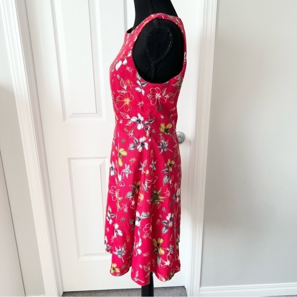 Yumi Sleeveless Floral Casual DARK PINK SKATER DRESS - Picture 3 of 14